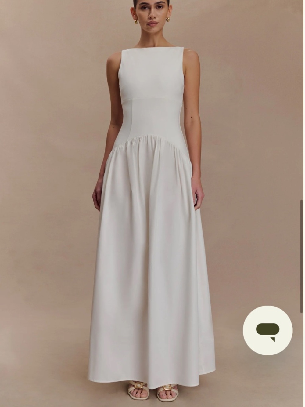MESHKI White Boat Neck Drop Waist Midi Dress - Never Worn